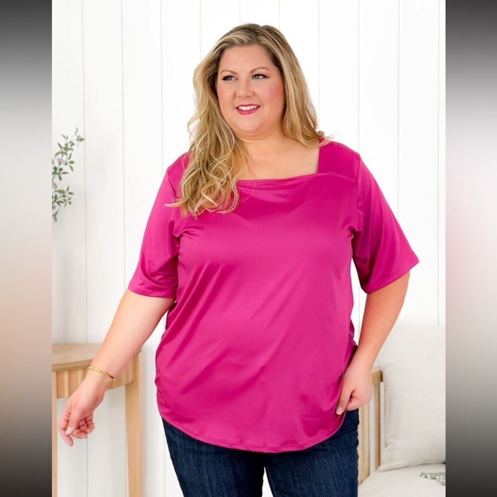 Pink satin blouse